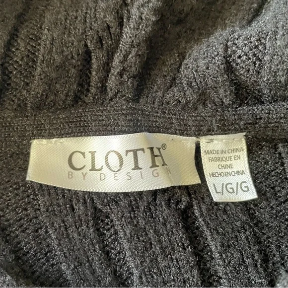 Cloth by Design Cozy Cable Knit Sweater Hoodie Womens L Black Cropped Super Soft - Picture 6 of 10